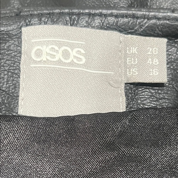ASOS Charcoal LEATHER KNEE LENGTH LEATHER SKIRT, MOB WIFE, SIZE 16 - Picture 3 of 8